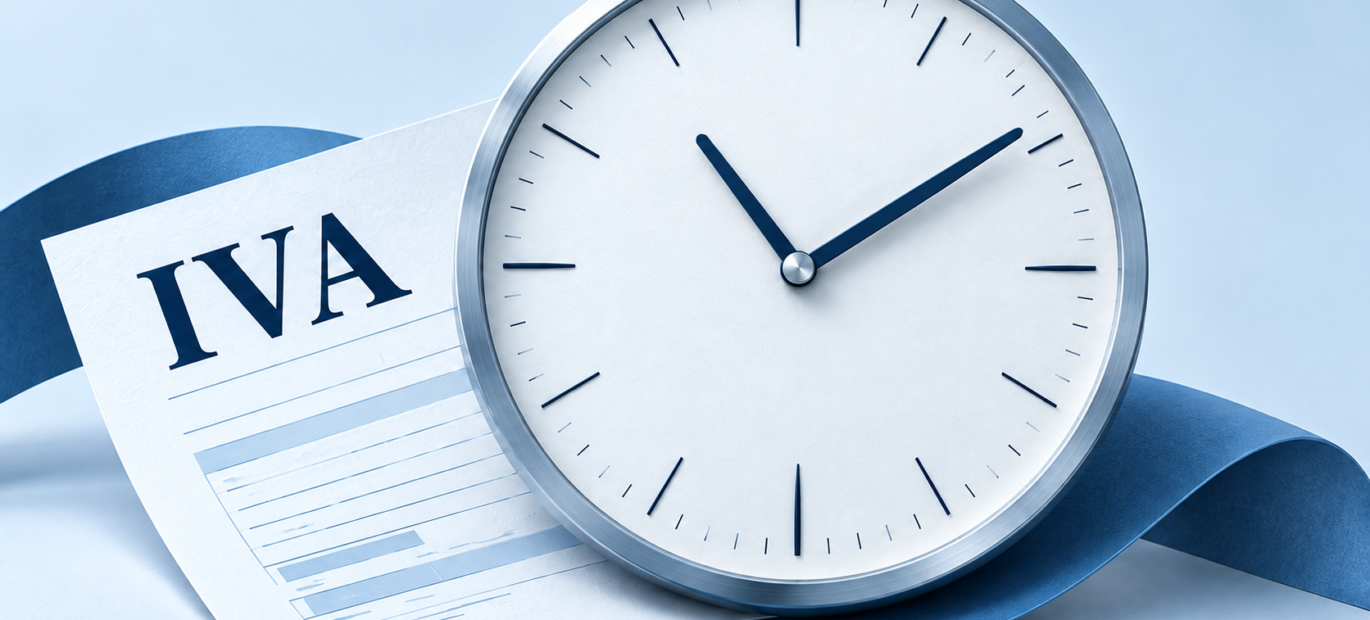 Orologio e fattura IVA in tonalità azzurre: nuovi termini per la detrazione