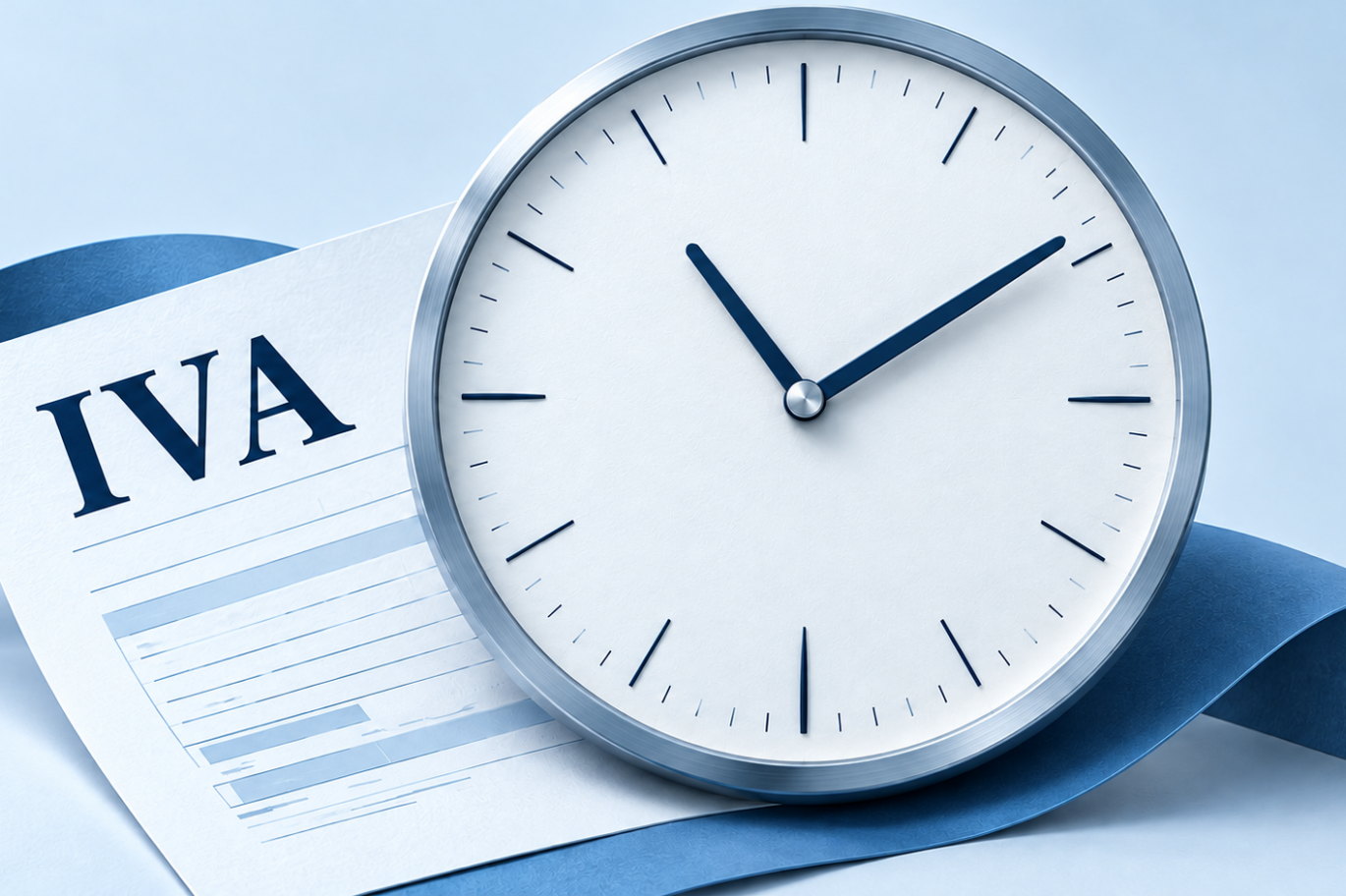 Orologio e fattura IVA in tonalità azzurre: nuovi termini per la detrazione