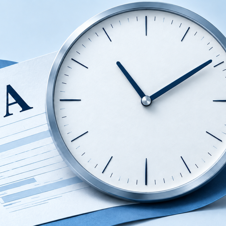 Orologio e fattura IVA in tonalità azzurre: nuovi termini per la detrazione